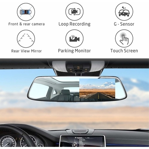 mirror dash car camera with g-sensor