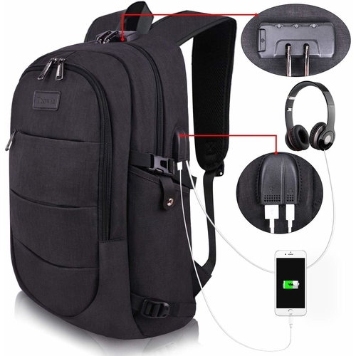 travel backpack with usb charging port and lock